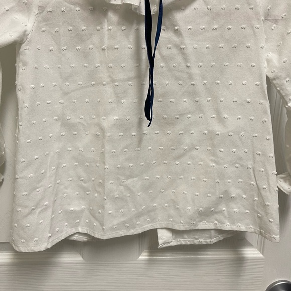 Martina Charlotte White Swiss Dot Bow Blouse - Picture 3 of 13